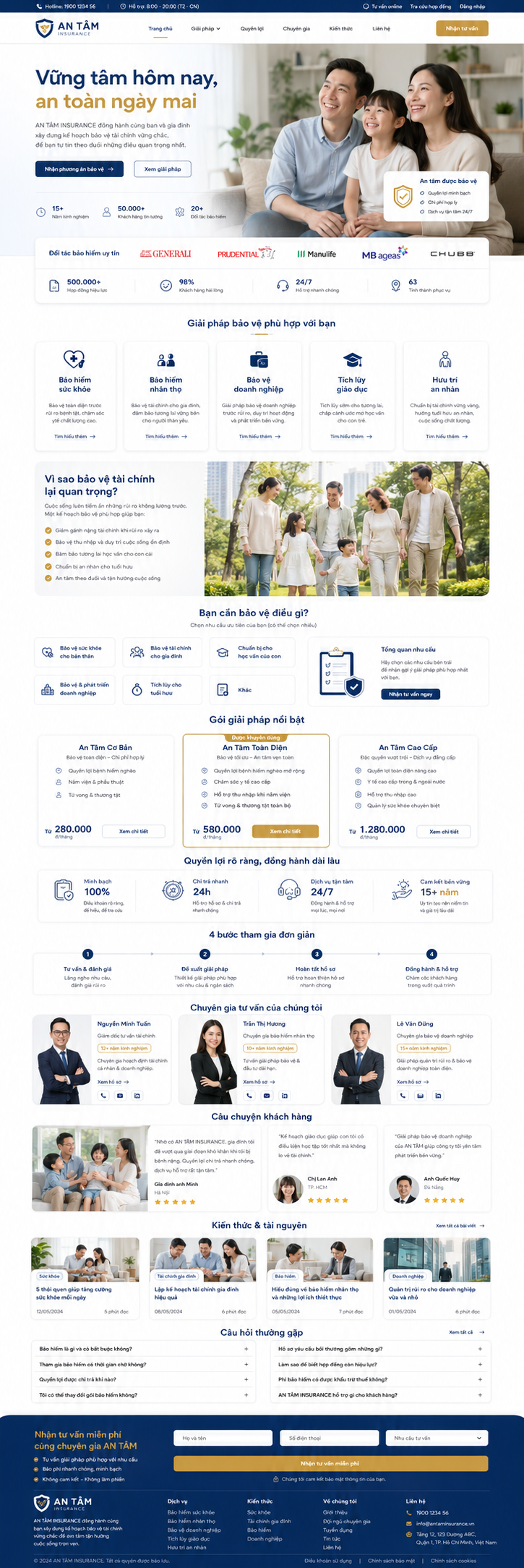 Giao diện website ngành Bảo hiểm – Tư vấn tài chính: AN TÂM INSURANCE
