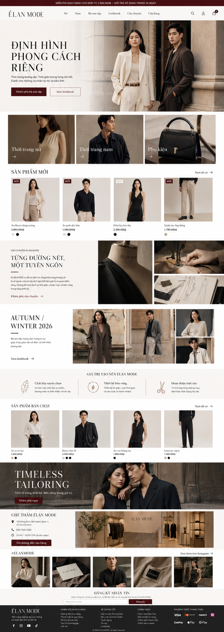 Mẫu giao diện ngành Thời trang – Thương hiệu may mặc: ÉLAN MODE