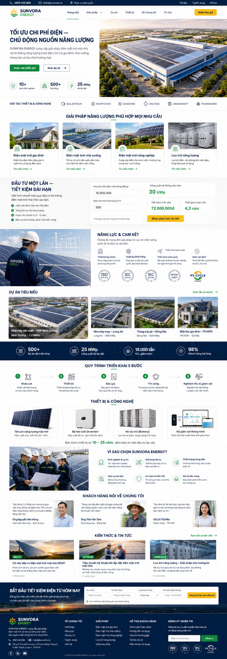 Mẫu giao diện ngành Năng lượng mặt trời: SUNVORA ENERGY