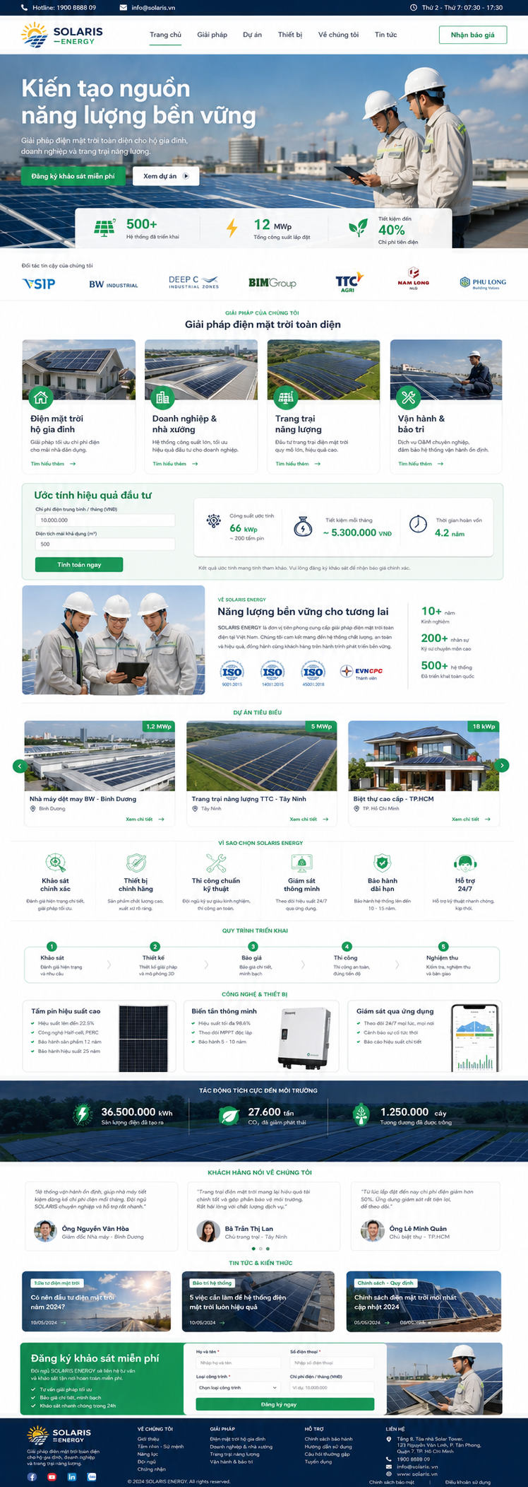 Website ngành Điện mặt trời – Năng lượng tái tạo: SOLARIS ENERGY